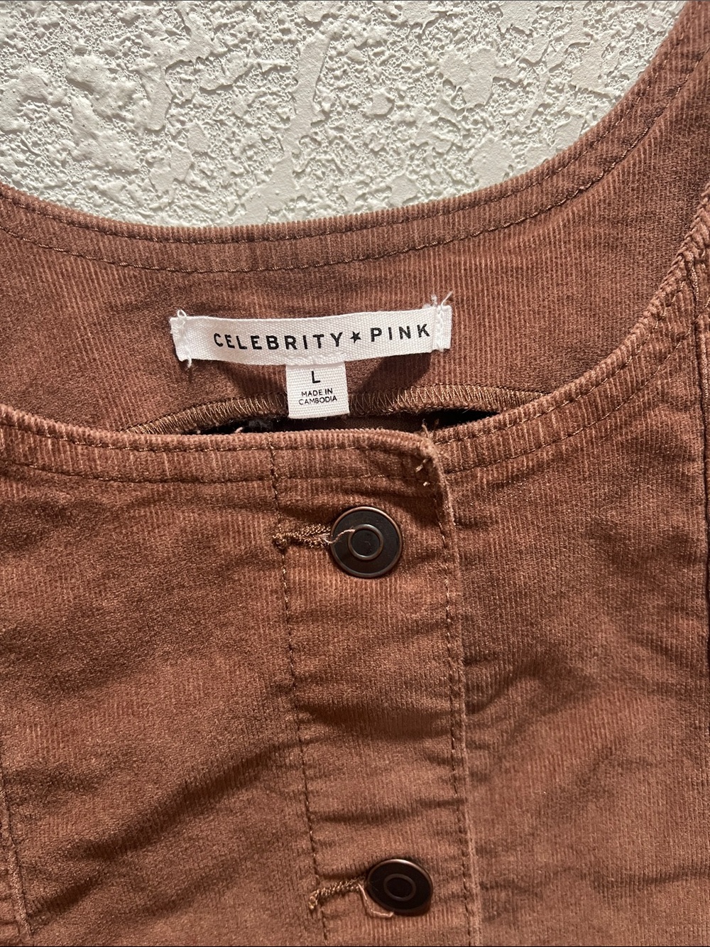Celebrity Pink Rust-Brown Button Front Pinafore Dress - Picture 2 of 3